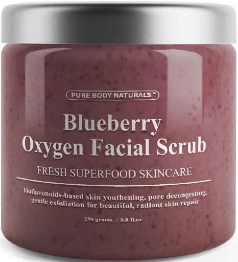 Blueberry Oxygen Facial Scrub - Loaded with Antioxidants for Facial Rejuvenation - Best Facial Scrub and Exfoliator for Skin Renewal and Anti-Aging - Expert Blend with Organic Ingredients (1 Pack)