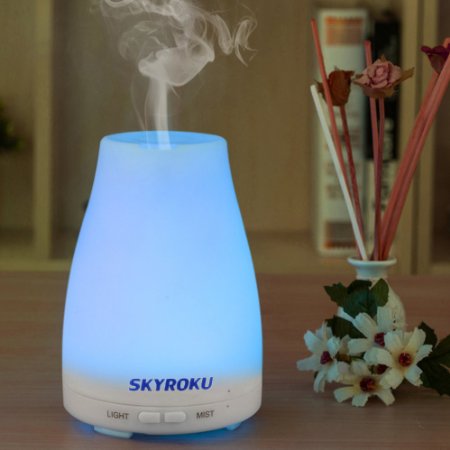 Skyroku Essential Oil Diffuser Aromatherapy Diffuser Cool Mist Aroma Humidifier with 7 Colors Changing Mist Mode Adjustment and Auto Shut-off