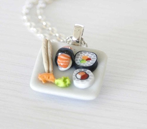 Sushi necklace miniature kawaii Japanese food jewelry cute gift for sushi lovers