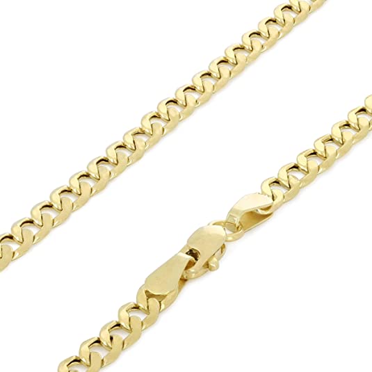 Nuragold 14k Yellow Gold 2.5mm Cuban Curb Link Chain Pendant Necklace, Mens Womens Lobster Clasp 16" 18" 20" 22" 24" 26"