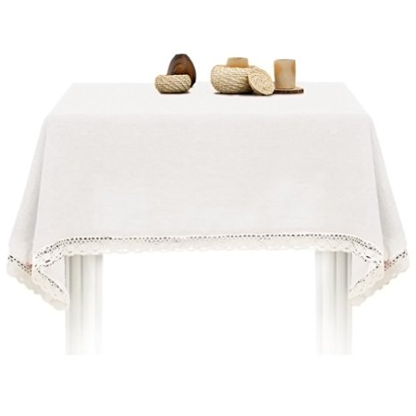 SiYANG" Coffee Hall Various Size Multi-Purpose Cloth Cotton & Hemp Rectangular Tablecloth Square Table Cloth Round Table Cloth Cover Tea Table Cloth (Beige,23.6*23.6In)