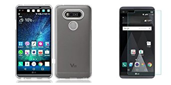 LG V20 Accessory Bundle with [Clear] Slim TPU Bumper Case, Tempered Glass Screen Protector, Atom LED