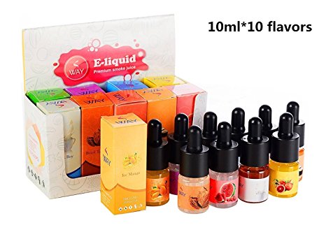 10ml*10 Flavors E Liquid,VVAY Vape Liquid No Nicotine for Electronic Cigarette and E Shisha