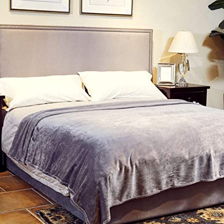 NEWSHONE Flannel Fleece Throw Blanket (King Size,90inX108in, Grey) Luxury Lightweight Soft Warm Cozy Multipurpose All-Season Blanket for Bed Couch Sofa Microfiber
