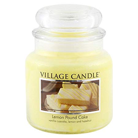 Village Candle Lemon Pound Cake 16 oz Glass Jar Scented Candle, Medium