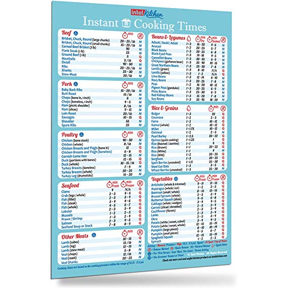 Instant Pot Accessories Cooking Times Magnet (100  Foods) 8"x11" Big Magnet Bigger Text Easy To Read Accurate Cook Time Chart Recipes Cookbook Cheat Sheet Reference Guide Great Gift