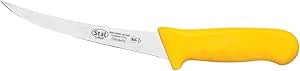 Winco KWP-60Y, 6" Stal High Carbon Steel Flexible Curved Boning Knife with Yellow Polypropylene Handle, NSF