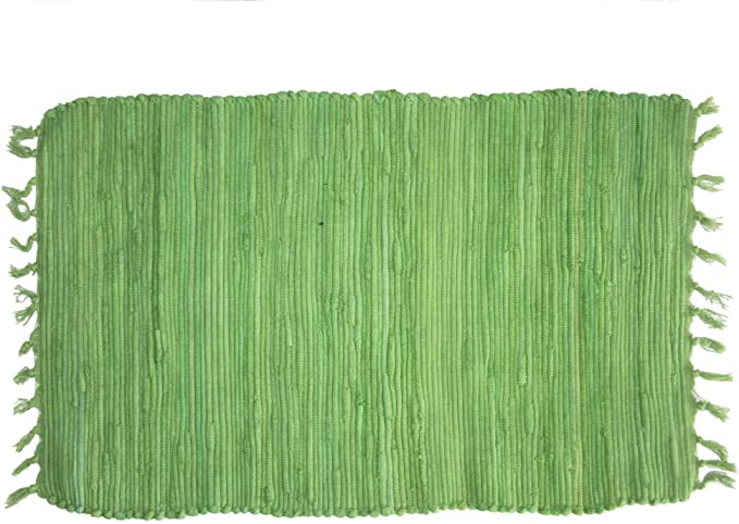Imports Decor Dhurrie 100% Cotton Rug, Green, 20" by 32"