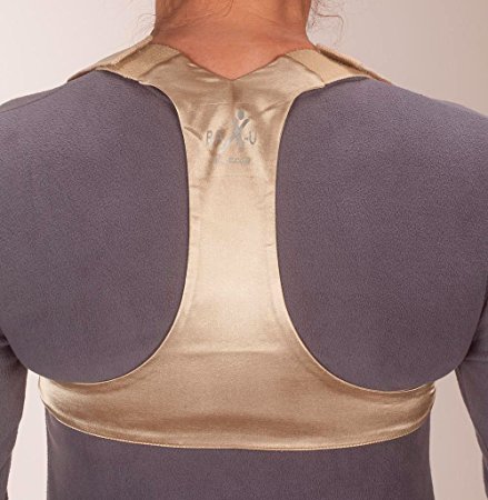 BAX-U Posture Corrector | UNISEX | Adjustable and Comfortable Upper Back & Shoulder Support Brace | Chiropractor Designed | LARGE | NUDE
