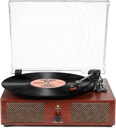 Vinyl Record Player Wireless Turntable with Built-in Speakers and USB Belt-Driven Vintage Phonograph Record Player 3 Speed for Entertainment and Home Decoration