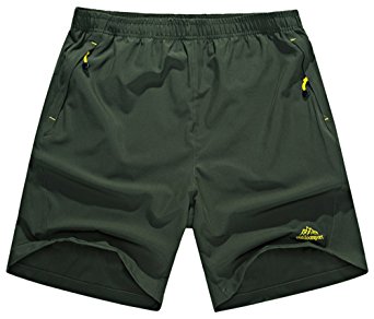 Singbring Men's Outdoor Quick Dry Hiking Shorts Zipper Pockets