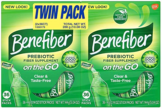 Benefiber On The Go Fiber Supplement Stick Twin Pack (72 ct.)