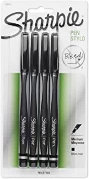 Sharpie Pen, Medium Point, Black, 4-Count