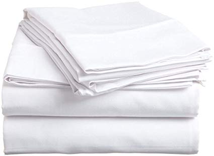 Way Fair Sheet Set Twin Extra Long Size White Solid 100% Cotton 600 Thread-Count (15" Deep Pocket Drop) by