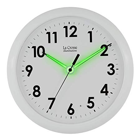 La Crosse Illuminated 403-310 10 Inch White frame clock