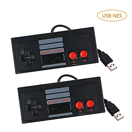 Mekela 2 Packs 5.8 feet Classic USB wired Controller Gamepad resembles NES for Windows PC MAC (Black and Black )