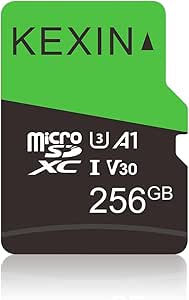 KEXIN 256GB Micro SD Card with SD Adapter microSDXC Memory Card UHS-I A1 V30 U3 Micro SD Card Full HD High Speed TF Card for Smartphone Tablet Action Camera Dash Cam Drone Game Console