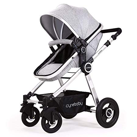 Baby Stroller Bassinet Pram Carriage Stroller - Cynebaby All Terrain Vista City Select Pushchair Stroller Compact Convertible Luxury Strollers add Foot Cover (Fresh Grey)