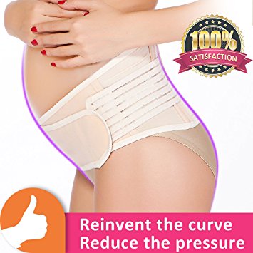Breathable Maternity Back Support - Pregnancy Belly Support with Band-Comfortable Adjustable Pregnancy Support Belts Band Abdominal Binder for Lower Back Pain & Postnatal Recovery Girdle One Size