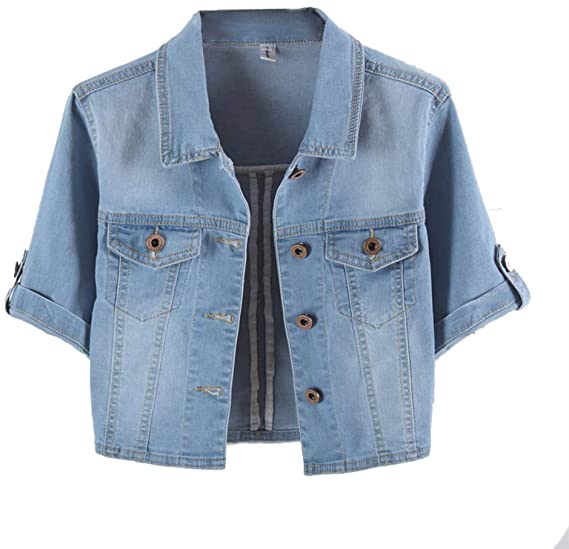 H.S.D Womens Cool Knotted Short Denim Shawl Coat Top Jacket