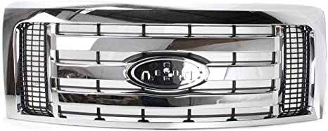 Garage-Pro Grille Assembly Compatible with 2009-2012 Ford F-150 Plastic, Chrome Shell/Black Insert, XLT Model