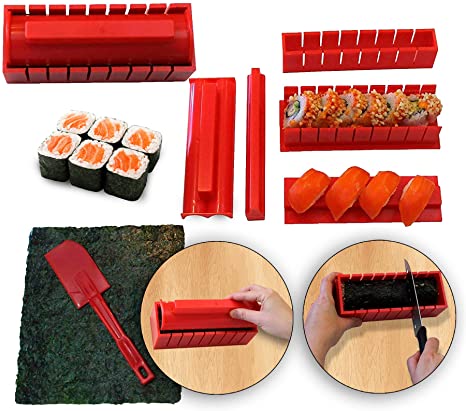 RenGard Sushi Making Kit Deluxe Edition with Complete Sushi Set and Knife 11 Piece Sushi DIY Set for Maki Rolls Sushi Rolls