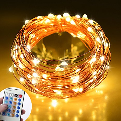 Ledgle LED String Lights, 7.5W Dimmable Copper Wire 49.5' LED Party Light with UL Certified 5V Power Adapter, Suitable for Indoors or Outdoors(Updated Remote Controller)