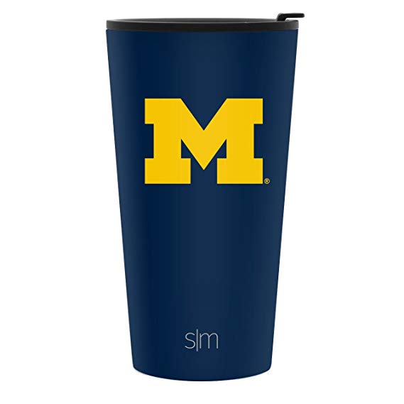 Simple Modern 16oz Pint Tumbler - Michigan Wolverines Vacuum Insulated 18/8 Stainless Steel Tailgating Cup Travel Mug - Michigan