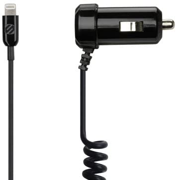 SCOSCHE I2C05 5-Watt Car Charger with Lightning Cable for iPhone5/iPad Mini/iPod Nano 7th Gen/Touch 5th