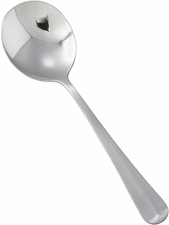 Winco 12-Piece Lafayette Bouillon Spoon Set, 18-0 Stainless Steel, Silver
