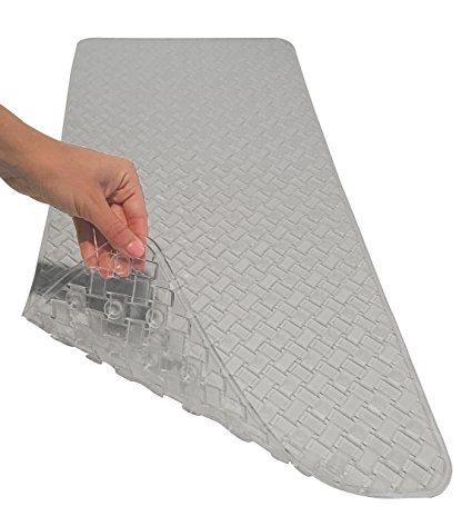 The Original GORILLA GRIP (TM) Bath and Shower Mat Featuring Powerful Gripping Technology, Anti-Bacterial, Slip-Resistant, Machine Washable, Extra Large Size (Gray: Rectangle 35 inches x 16 inches)