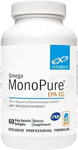 XYMOGEN Omega MonoPure EPA EC - EPA to Support Cardiovascular Health - Omega-3 Supplement with IFOS Five-Star Certified Fish Oil - Promotes Maintenance of Healthy Blood Lipid Levels (60 Softgels)