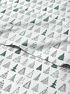 Twin Christmas Tree Sheet Set - Holiday Xmas Pattern Linen Set - Deep Pockets - Snug Fit - 3 Piece - Wrinkle Free - Comfy & Cooling Festive Winter Bedding - Easy To Care For - Kid Friendly