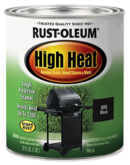 Rust-Oleum 7778502 Specialty High Heat Protective Enamel, Satin BBQ Black, 1-Quart