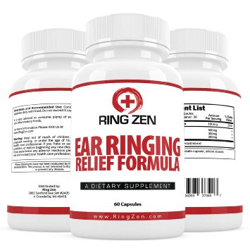 RingZen Natural Tinnitus Relief Supplement, Effective Ear Ringing Help And Support, Stop The Ringing In Ears Formula & Medicine (60 Capsules)
