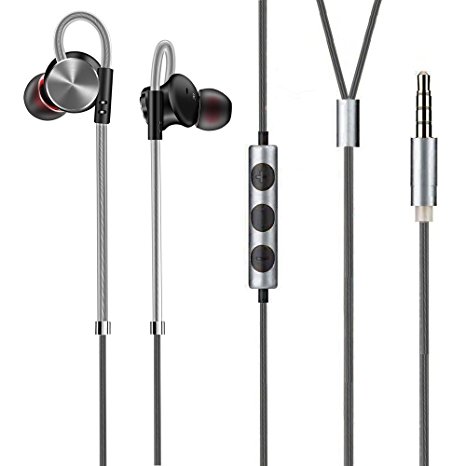 ZGEM Earphones Headphones, High Definition, In-Ear, Noise Isolating, Metal Construction, Heavy Deep Bass for iPhone, iPad, Samsung, HTC, LG, MP3 Players etc (With Remote and Mic)