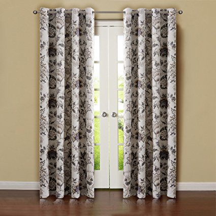 H.Versailtex Thermal Insulated Blackout Window Room Grommet Curtain Drapes-52 inch Width by 63 inch Length-Set of 2 Panels-Vintage Floral Pattern in Sage and Brown