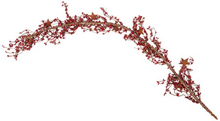 CWI Gifts Pip Berry and Star Garland, 40-Inch, Burgundy