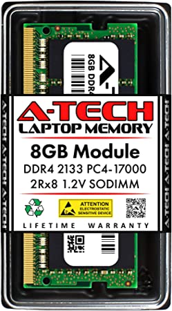 A-Tech 8GB DDR4 2133MHz SODIMM PC4-17000 2Rx8 Dual Rank 260-Pin CL15 1.2V Non-ECC Unbuffered Notebook Laptop RAM Memory Upgrade Module