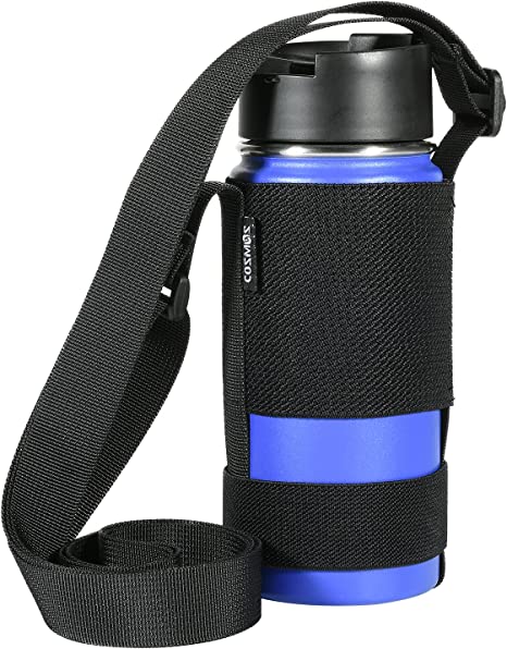 Cosmos Water Bottle Carrier Water Bottle Lanyard with Adjustable Shoulder Strap Universal Bottle Sling Suitable for Hiking Travel Camping (Exclude Bottle) Black