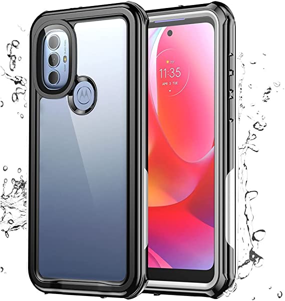 Mangix for Motorola Moto G Power 2022 Waterproof Case, IP68 Waterproof Dustproof Shockproof Case with Built-in Screen Protector, Full Body Rugged Protective Clear Cover for Moto G Power 2022 6.5’’