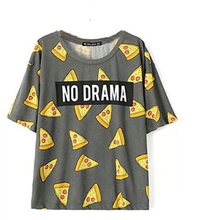Vadim Women's Tops Pizza Letters Print T shirt Cute Cake Short Sleeve/Long Sleeve