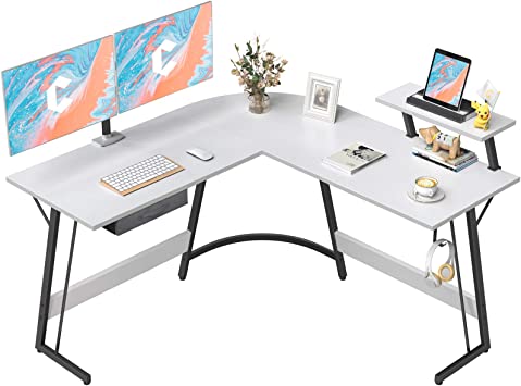 CubiCubi L-Shaped Desk Computer Corner Desk, 50.8" Home Gaming Desk, Office Writing Study Workstation with Large Monitor Stand, Space-Saving, Easy to Assemble
