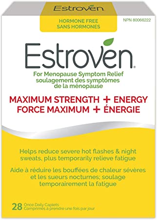 Estroven Maximum Strength   Energy | Menopause Symptom Relief for Women | Helps Reduce Hot Flashes & Night Sweats | Helps Reduce Irritability & Temporarily Relieve Fatigue | 28 Count Caplets