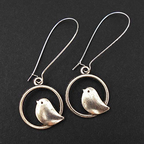 Silver Bird Earrings, Extra Long, includes Gift Box