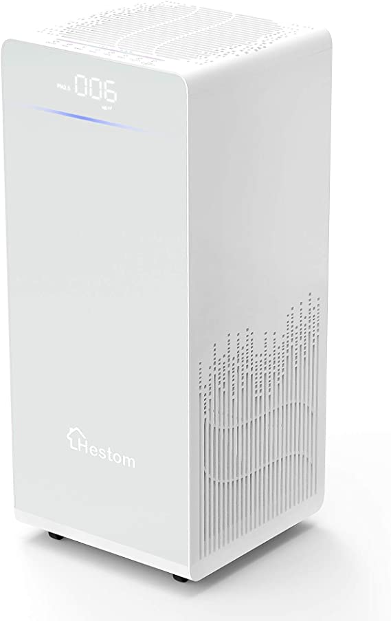 Hestom Air Purifier for Home Large Room, H13 True HEPA Air Cleaner,1500 Sq Ft Coverage, Perfect for Pets, Low Noise, Auto Mode, 3 Fans Setting, Negative Ion, White, 25.60 x 11 x11 inch