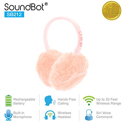 Soundbot SB212 HD Stereo Bluetooth 4.1 Wireless Musical Earmuffs Headphone,Up to 5 Hrs Play Time, Up to 8 Hrs Talk Time,60 Hrs Standby Time, Build-in Mic