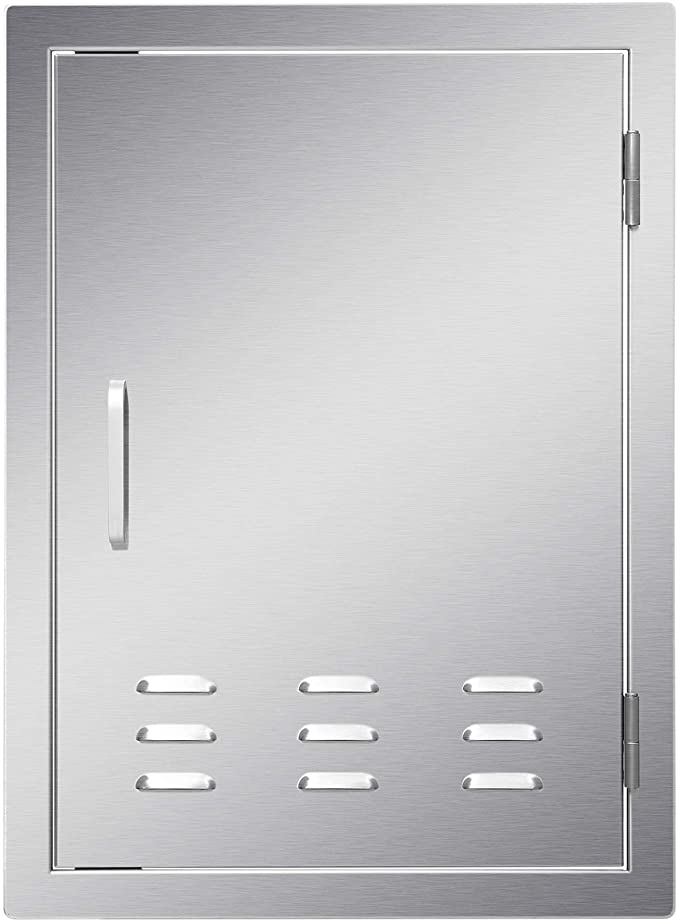 CO-Z Upgraded Outdoor Kitchen Door, 304 Stainless Steel Single Access BBQ Doors with Vents for Outdoor Kitchen, Commercial BBQ Island, Grilling Station, Outside Cabinet(19.36" W x 26.36" H)