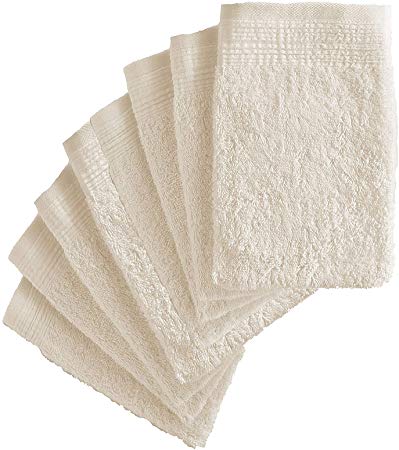 Adore Home 8 x Premium Quality 100% Cotton Wash Mitts Absorbent Flannel Face Mitt Body Scrub, Off White