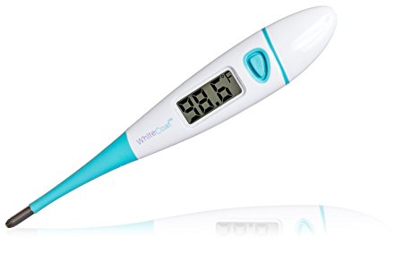 White Coat Fast Reading Digital Thermometer for Oral Rectal and Underarm Use with Flexible Tip and Fever Body Temperature Indicator for Baby Child and Adult